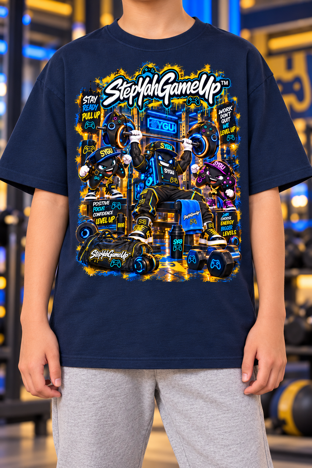 StepYahGameUp™ Stay Ready Pull Up Graphic T-Shirt - Youth Unisex Tee