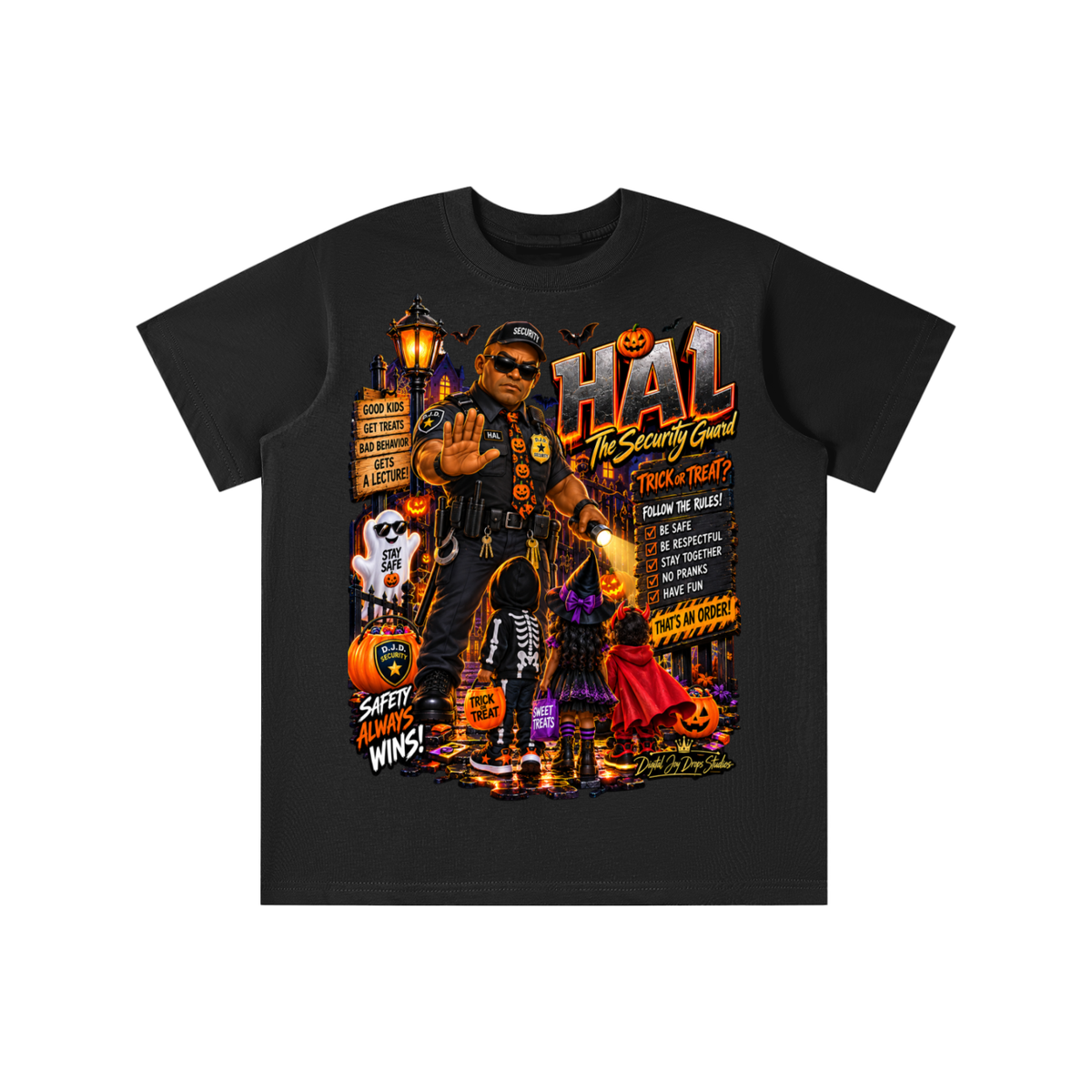 Halloween Security Guard Graphic T-Shirt - HAL the Security Guard - Youth Unisex Tee