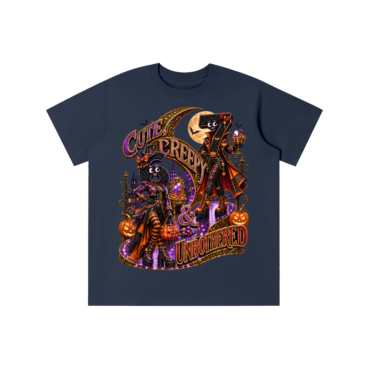6-7 Street Mode™ Halloween Graphic T-Shirt - Cute, Creepy & Unbothered - Youth Unisex Tee