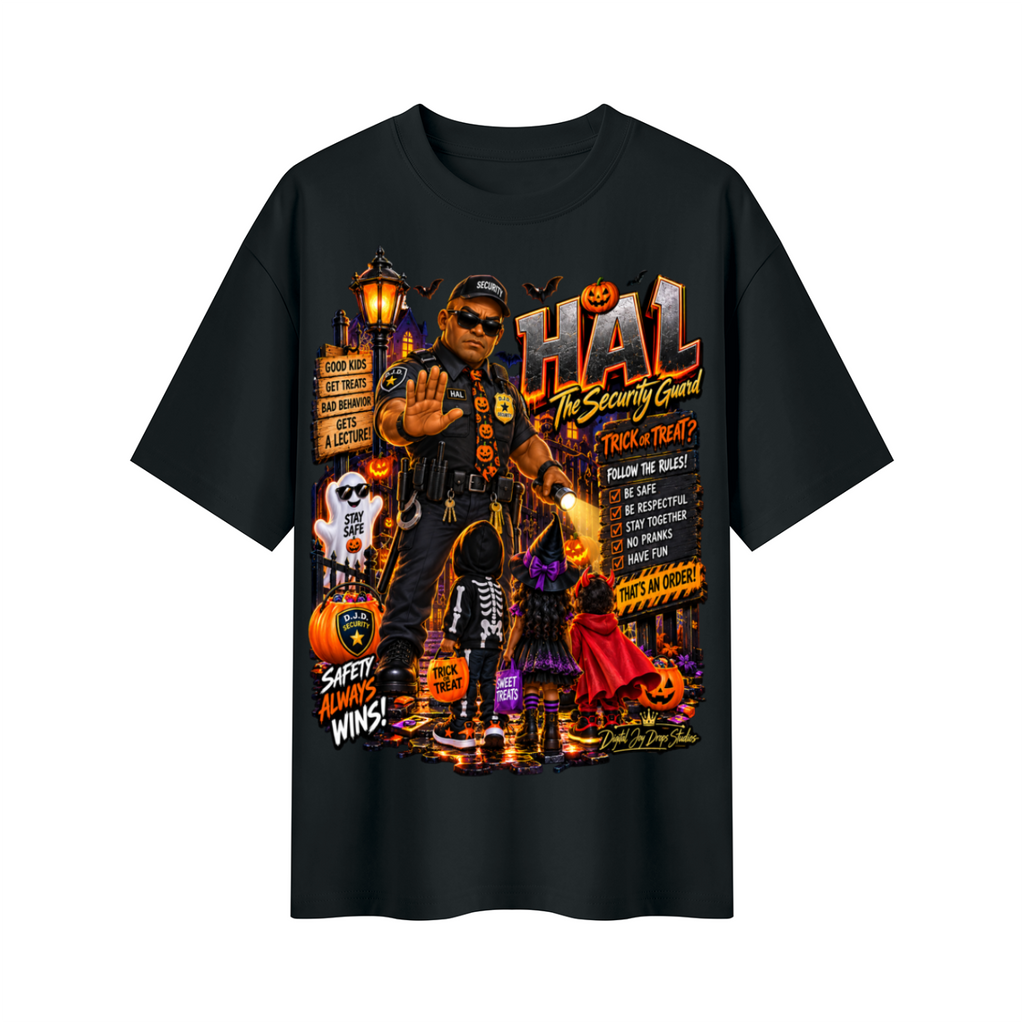 Halloween Security Guard Oversized Graphic T-Shirt - Safety Always Wins - Unisex
