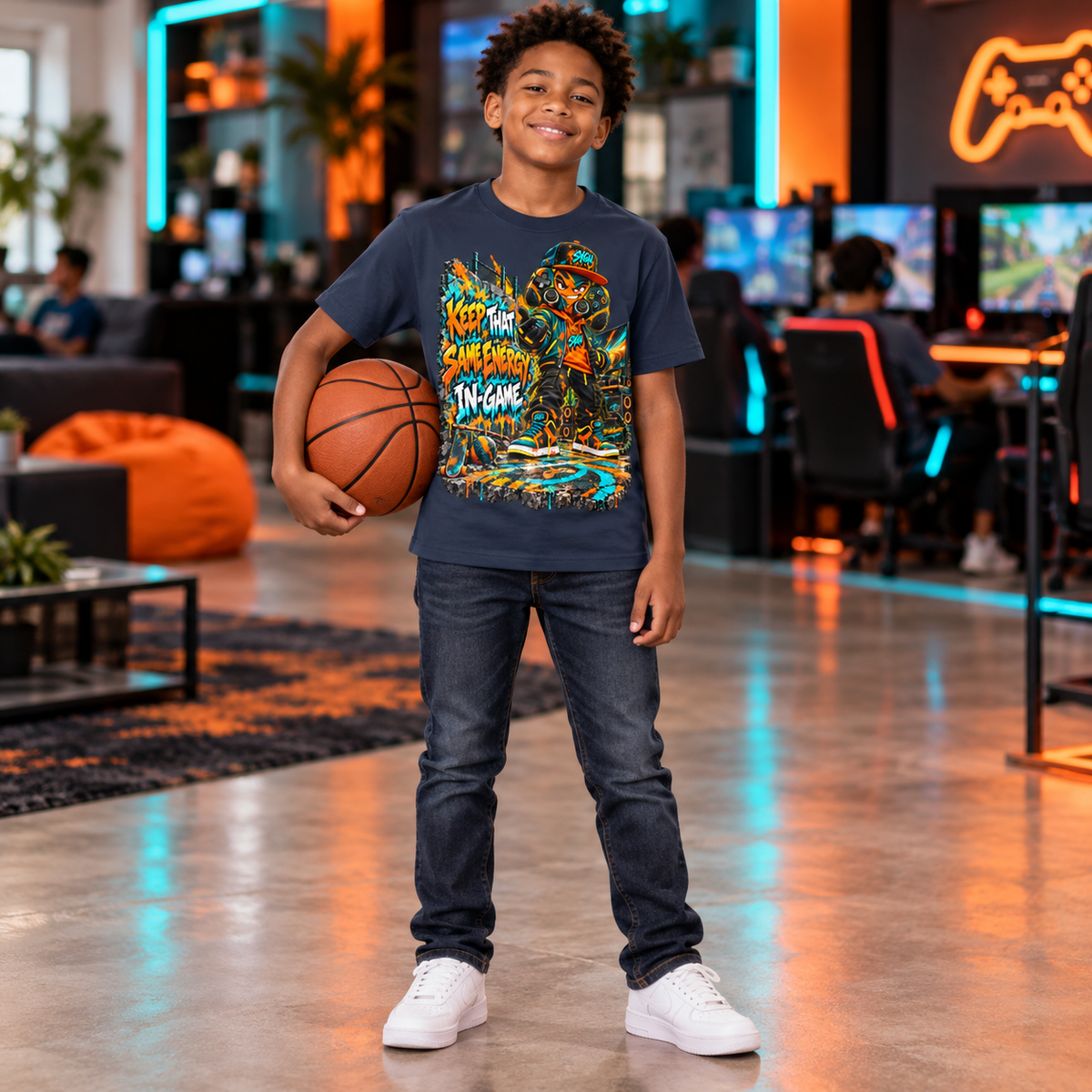 StepYahGameUp™ Keep That Same Energy In Game Graphic T-Shirt - Youth Unisex Tee