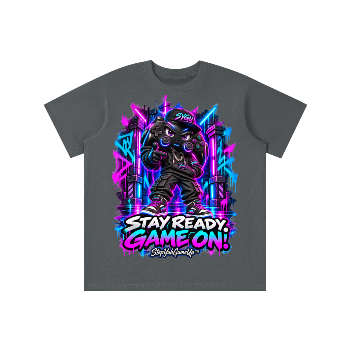 StepYahGameUp™ Stay Ready Game On Graphic T-Shirt - Youth Unisex Tee