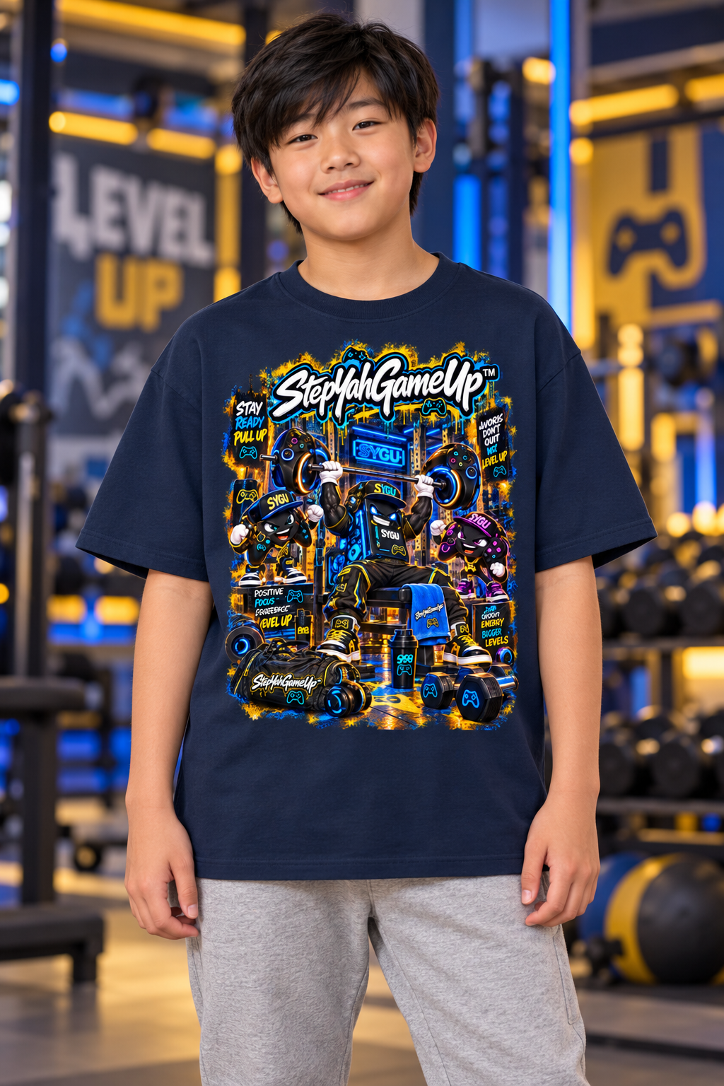 StepYahGameUp™ Stay Ready Pull Up Graphic T-Shirt - Youth Unisex Tee