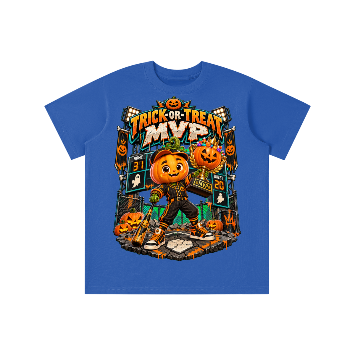 Halloween Pumpkin Sports Graphic T-Shirt - Trick-or-Treat MVP - Youth Unisex Tee