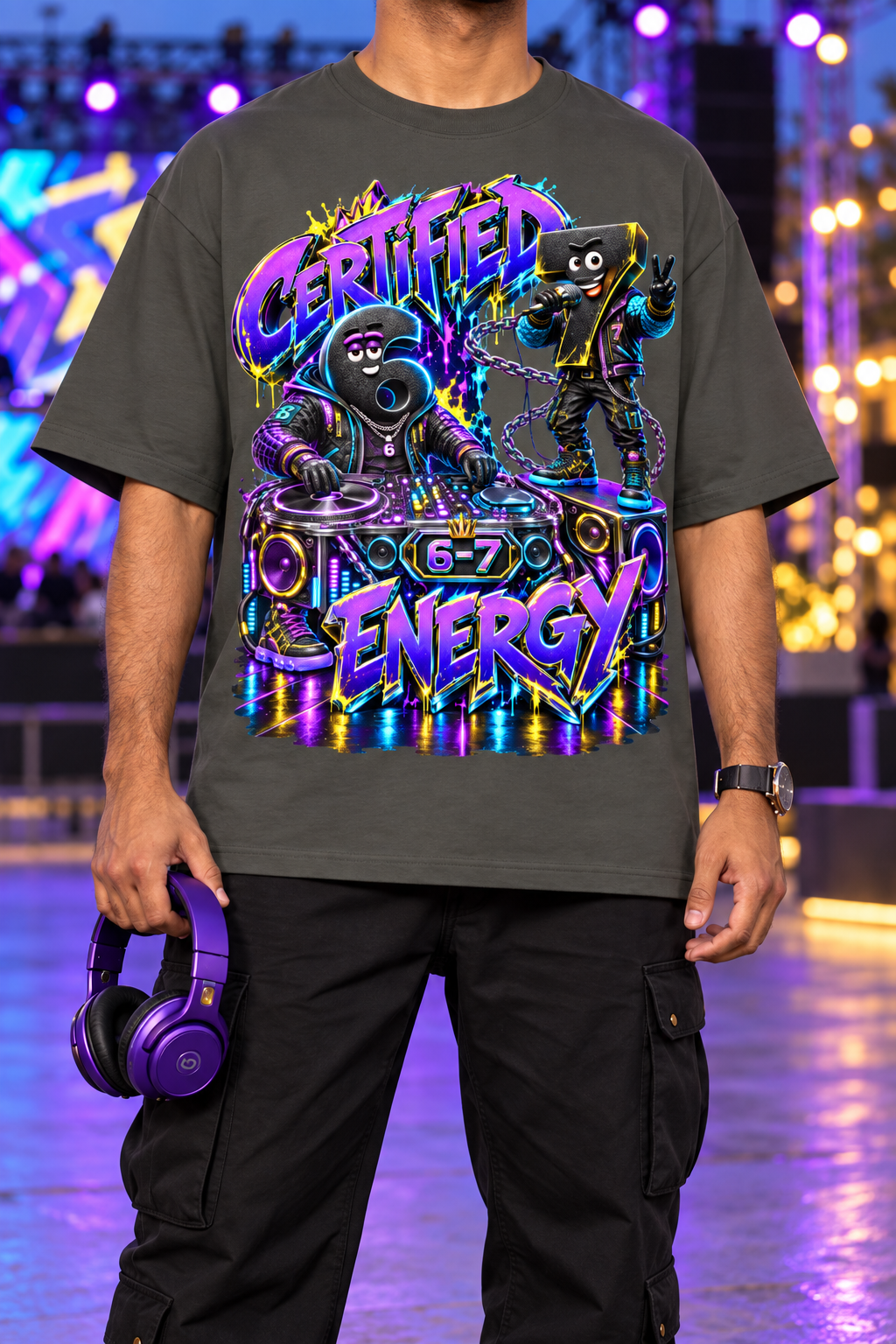 6-7 Street Mode™ Certified 6-7 Energy Oversized Graphic T-Shirt - Unisex