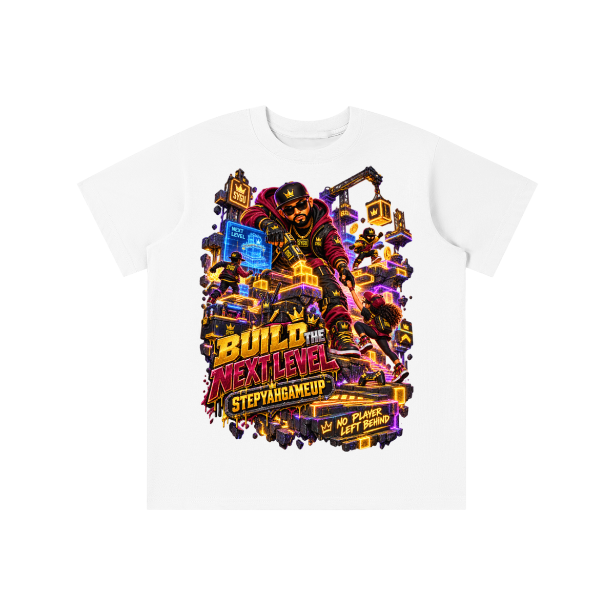 StepYahGameUp™ Build the Next Level Graphic T-Shirt - Youth Unisex Tee