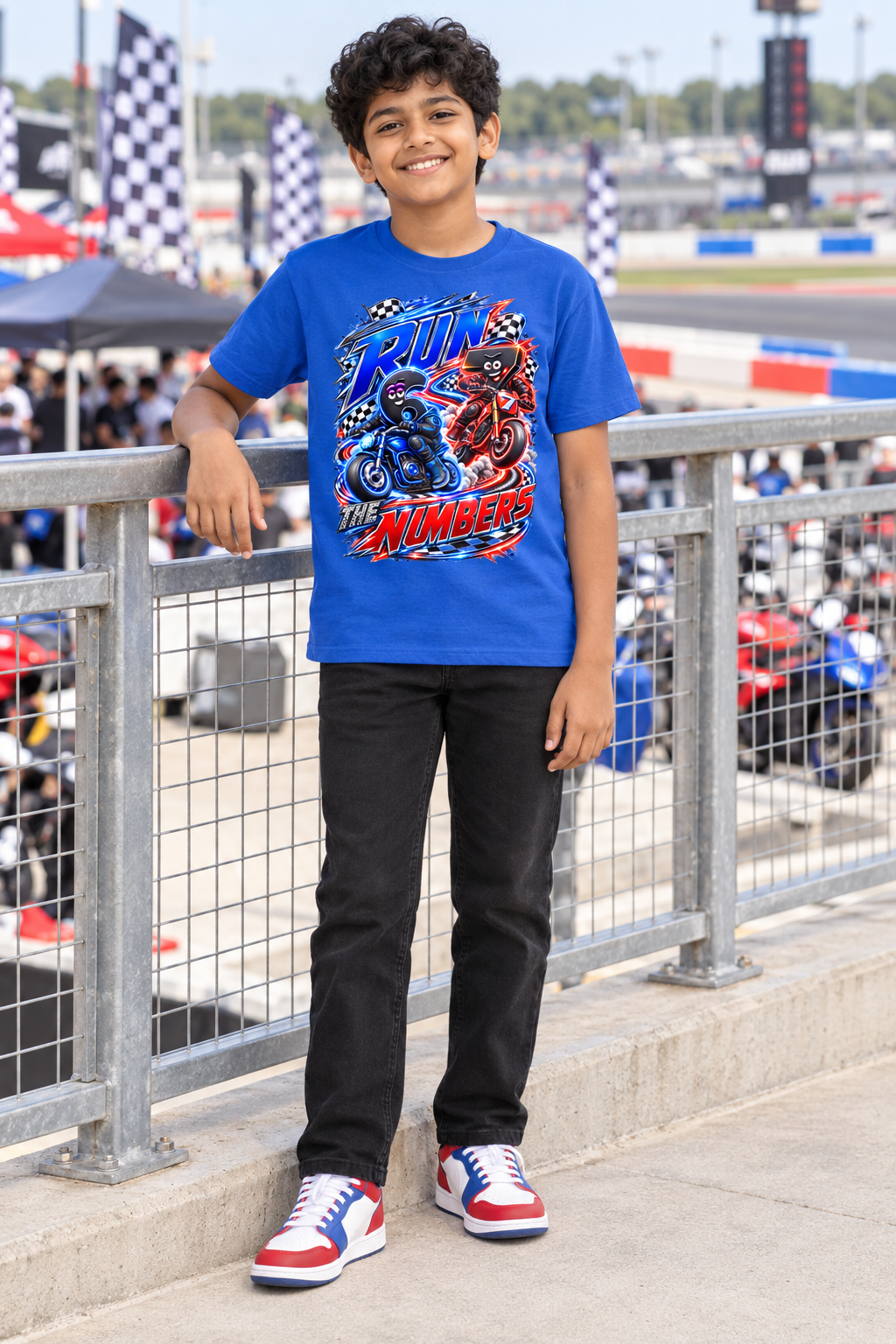 6-7 Street Mode™ Motorcycle Graphic T-Shirt - Run the Numbers - Youth Unisex Tee