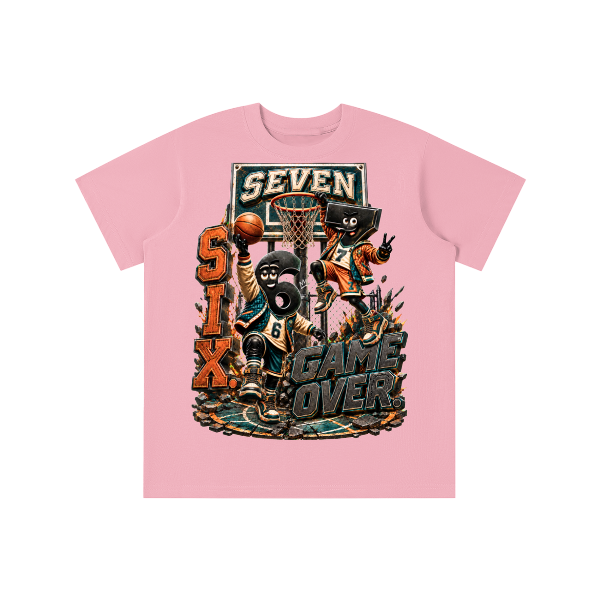 6-7 Street Mode™ Basketball Graphic T-Shirt - Game Over - Youth Unisex Tee