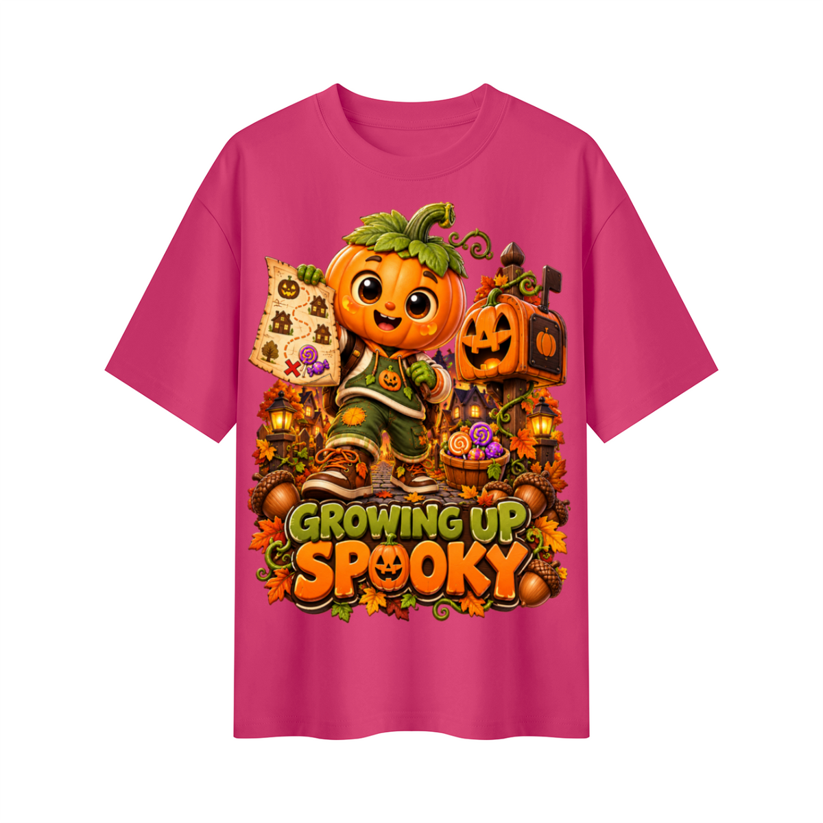 Halloween Pumpkin Kid Oversized Graphic T-Shirt - Growing Up Spooky - Unisex