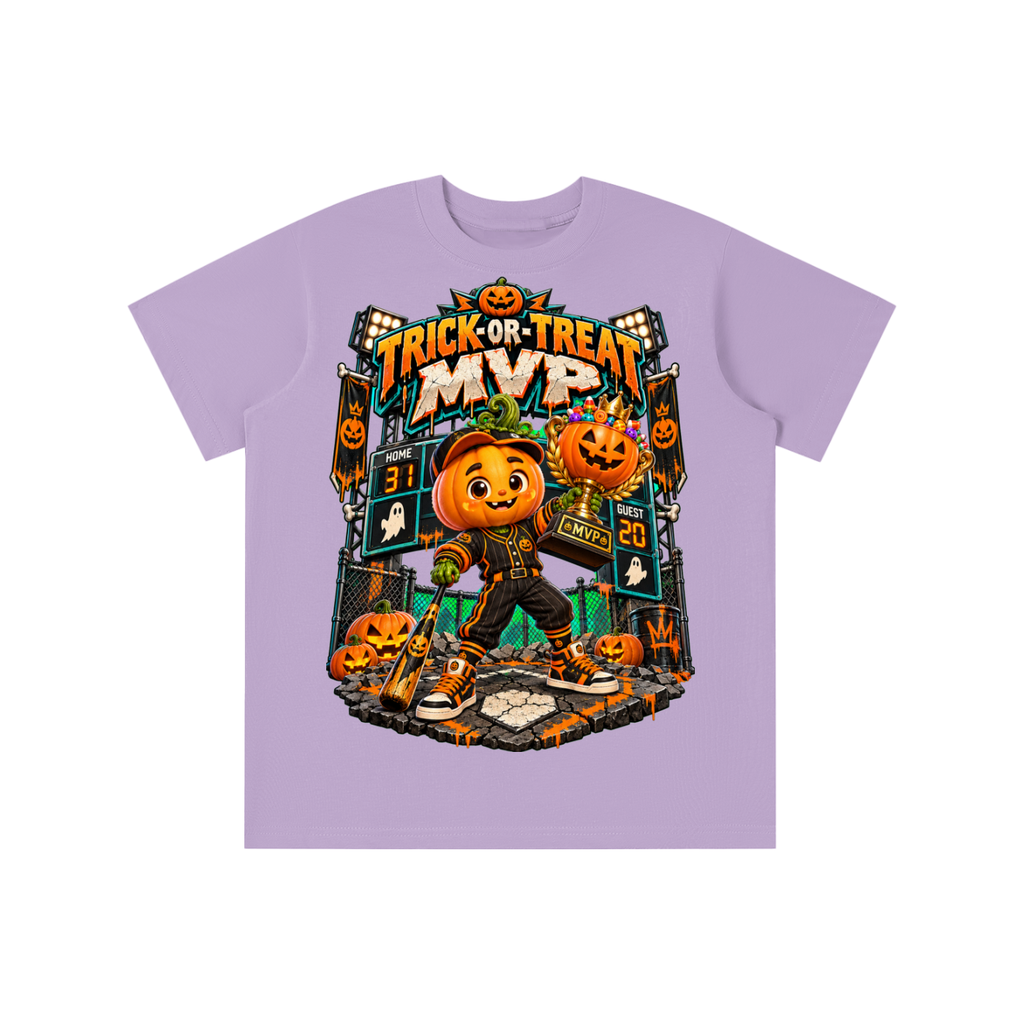 Halloween Pumpkin Sports Graphic T-Shirt - Trick-or-Treat MVP - Youth Unisex Tee