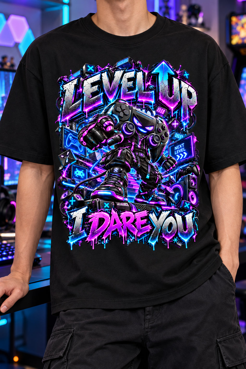 StepYahGameUp™ Level Up I Dare You Oversized Graphic T-Shirt - Unisex