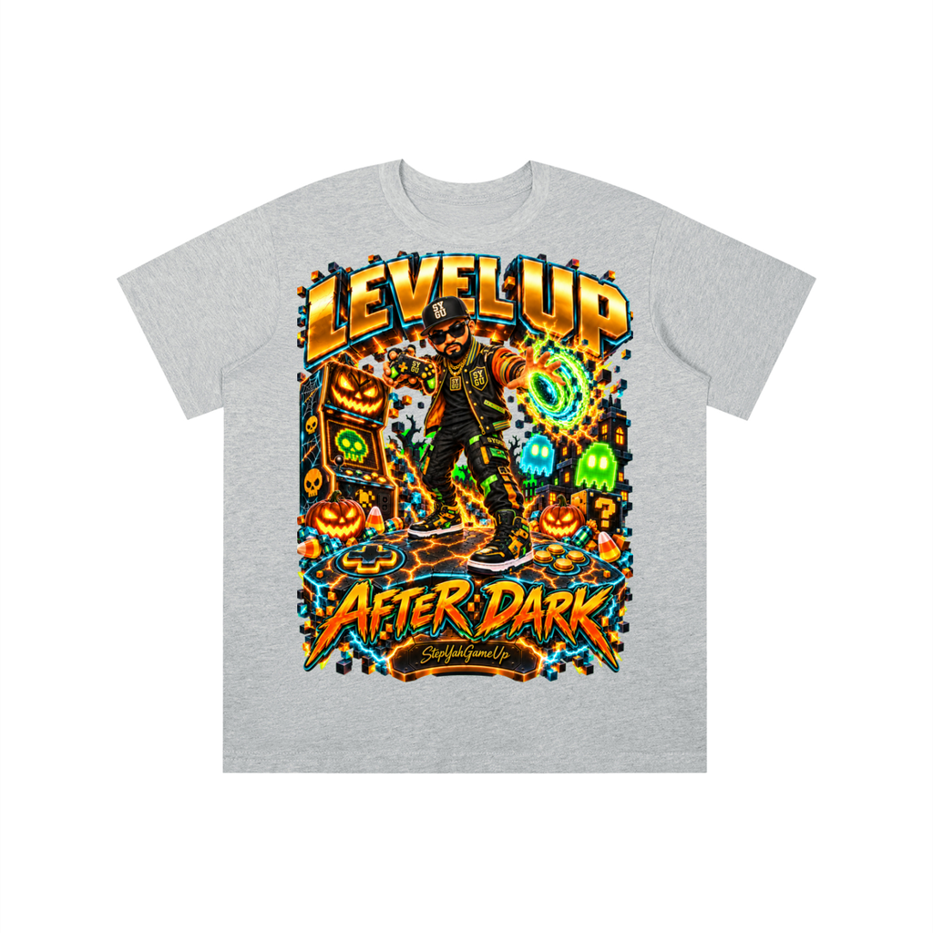 StepYahGameUp Halloween Arcade Gamer Graphic T-Shirt - Level Up After Dark - Youth Unisex Tee