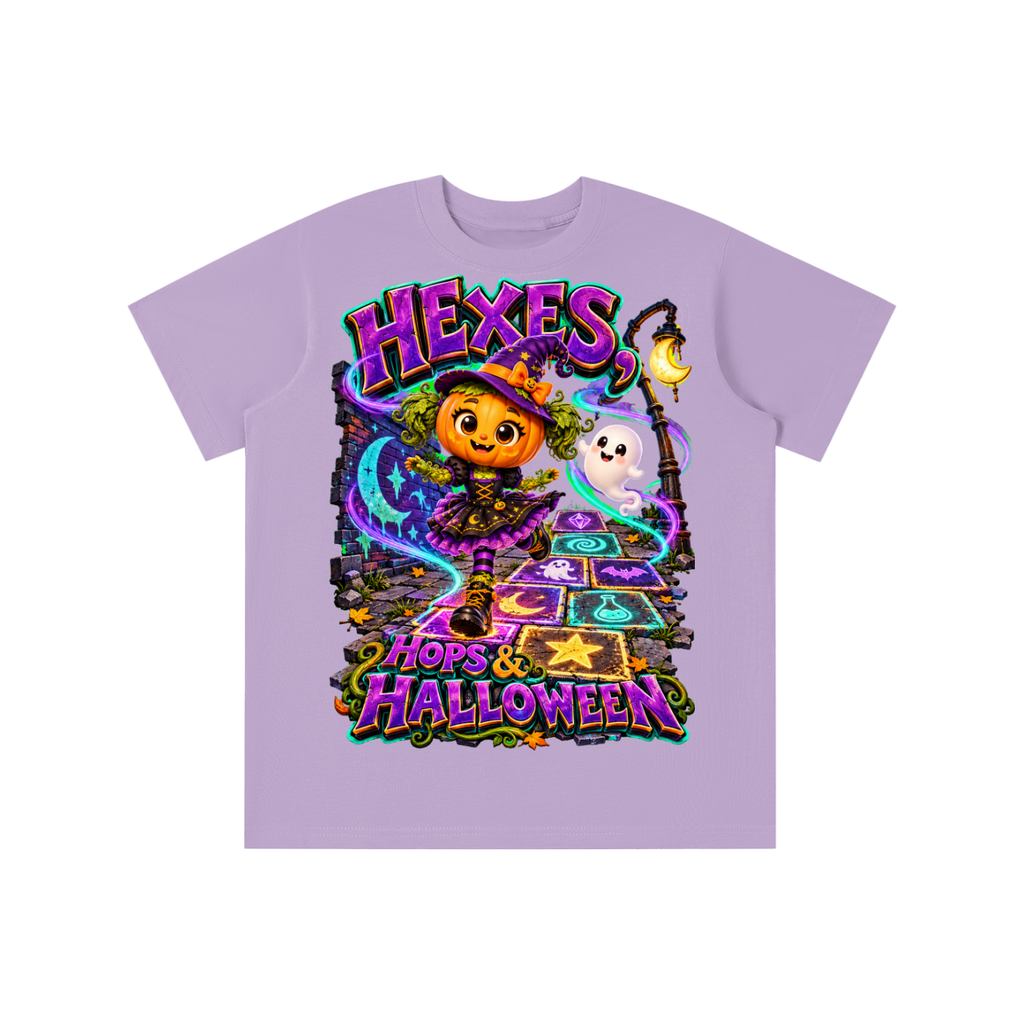 Halloween Pumpkin Witch Graphic T-Shirt - Hexes, Hops & Halloween - Youth Unisex Tee