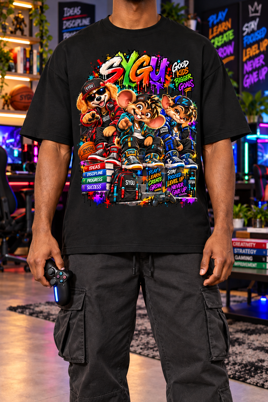 StepYahGameUp™ Good Kids Bigger Goals Oversized Graphic T-Shirt - Unisex