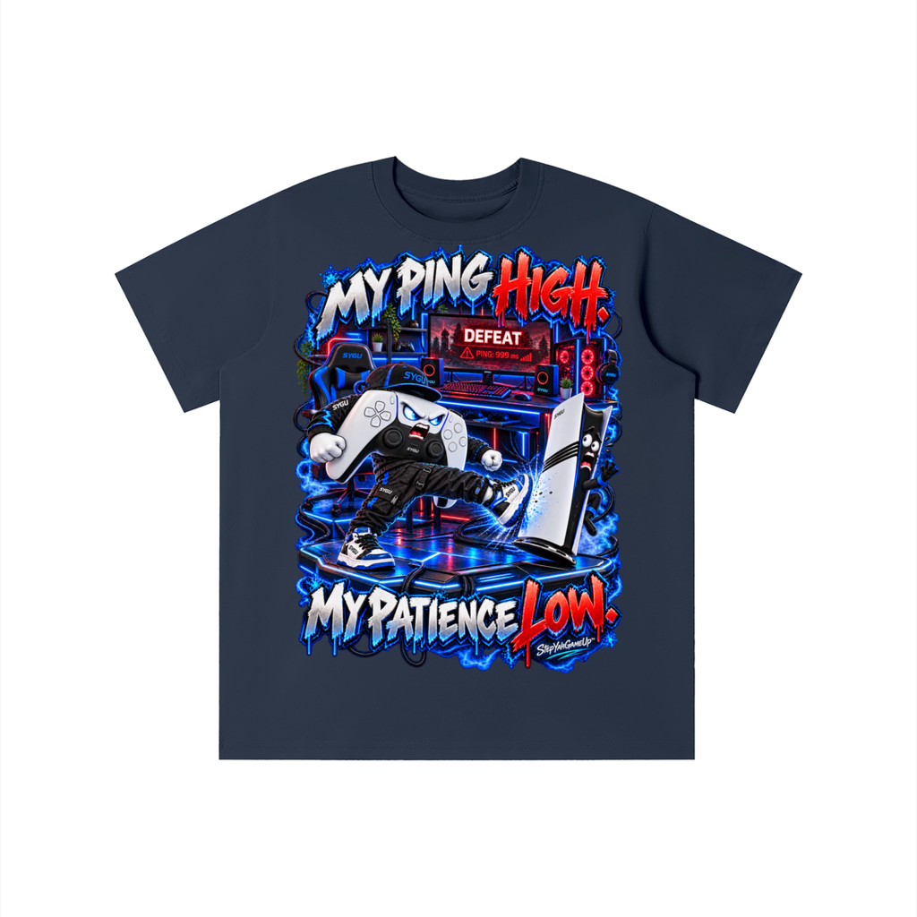 StepYahGameUp™ My Ping High My Patience Low Graphic T-Shirt - Youth Unisex Tee