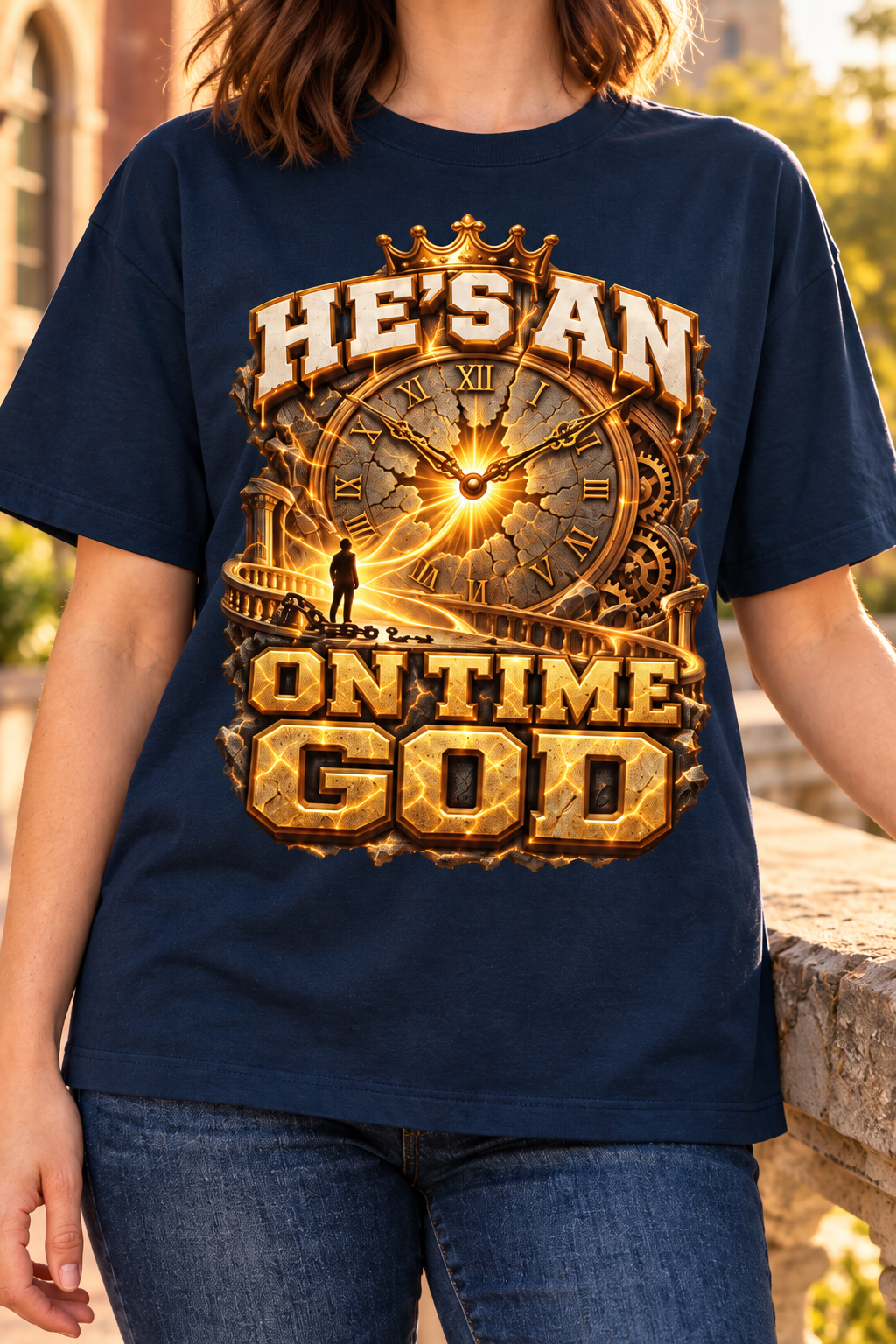 Walk by Faith™ He’s an On Time God Oversized Graphic T-Shirt - Unisex