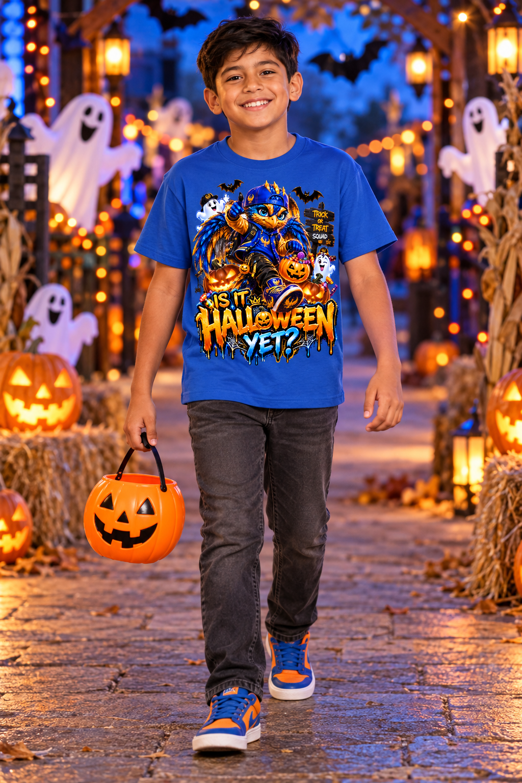 Halloween Owl Trick-or-Treat Graphic T-Shirt - Is It Halloween Yet? - Youth Unisex Tee