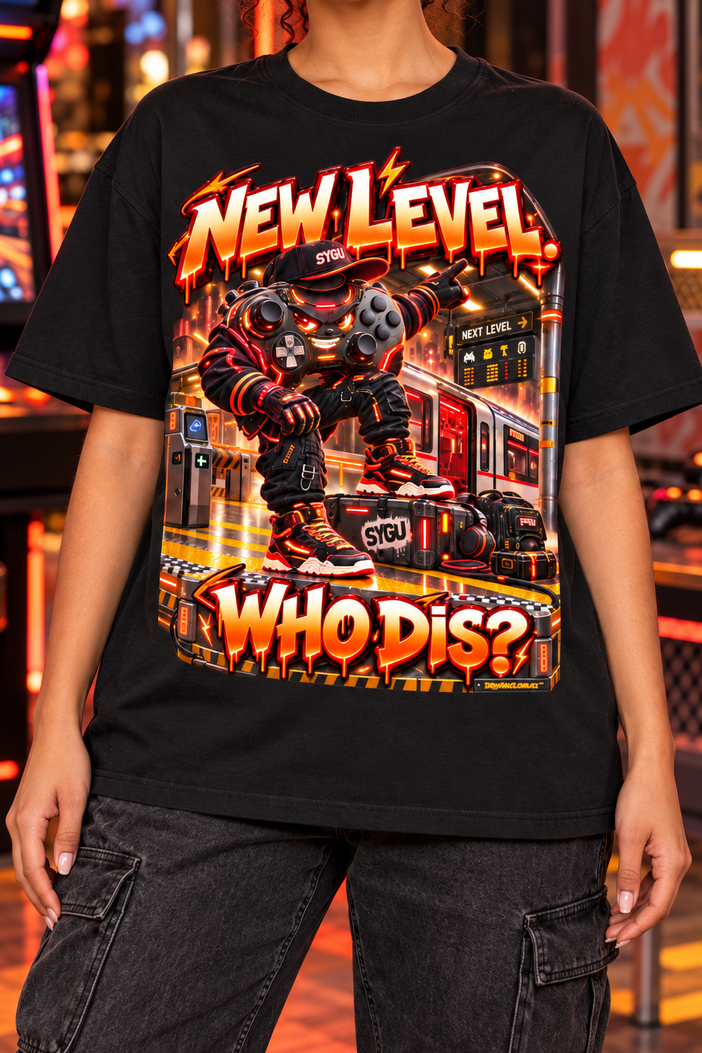 StepYahGameUp™ New Level Who Dis Oversized Graphic T-Shirt - Unisex