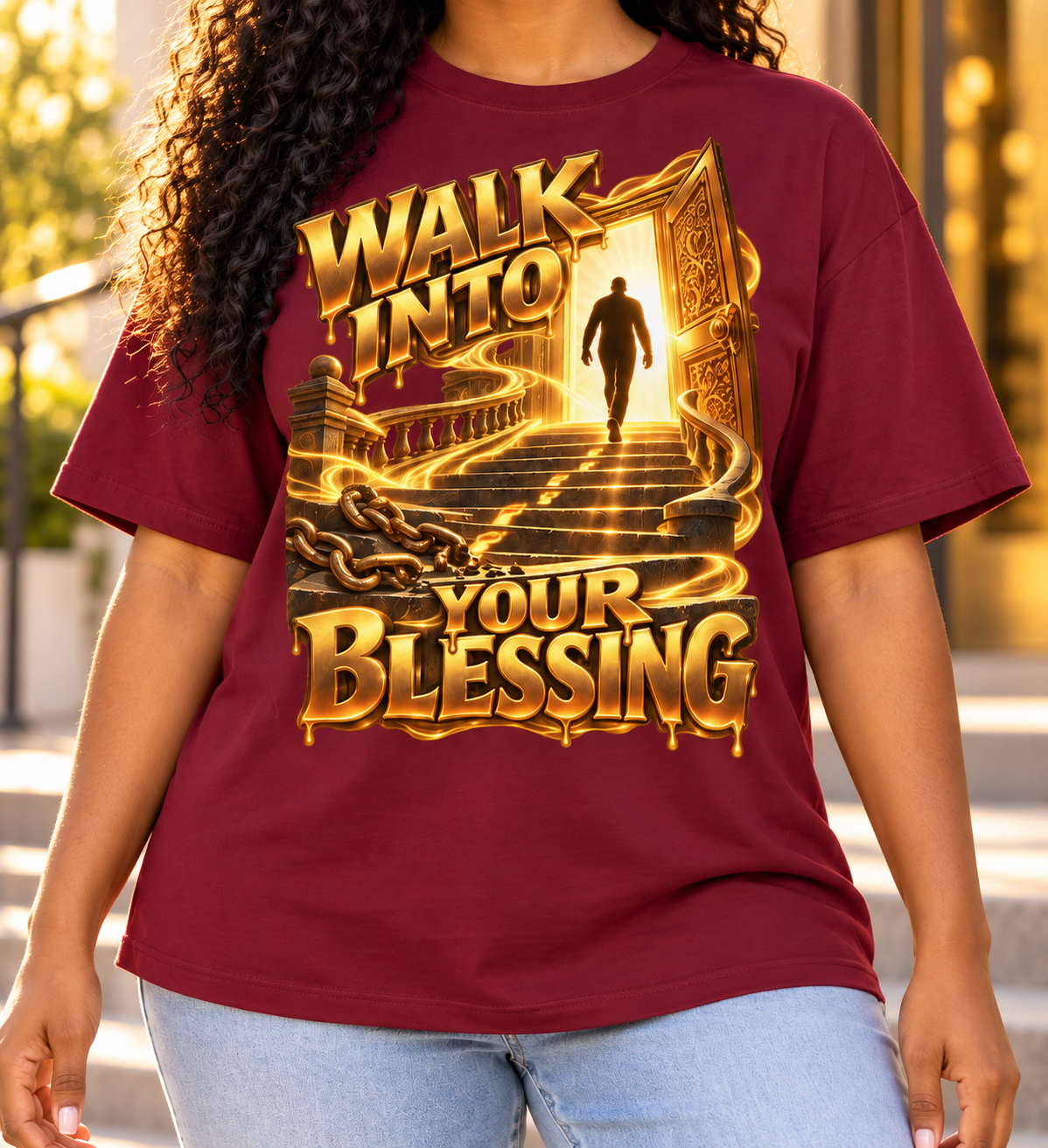 Walk by Faith™ Walk Into Your Blessing Oversized Graphic T-Shirt - Unisex