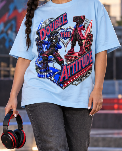 6-7 Street Mode™ Double the Attitude Oversized Graphic T-Shirt - Unisex
