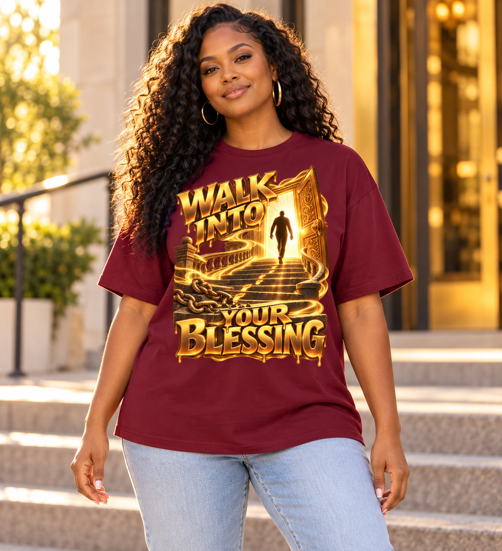 Walk by Faith™ Walk Into Your Blessing Oversized Graphic T-Shirt - Unisex
