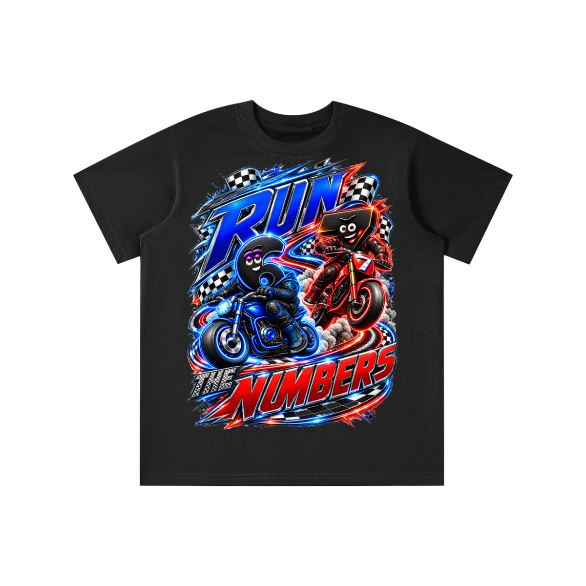 6-7 Street Mode™ Motorcycle Graphic T-Shirt - Run the Numbers - Youth Unisex Tee