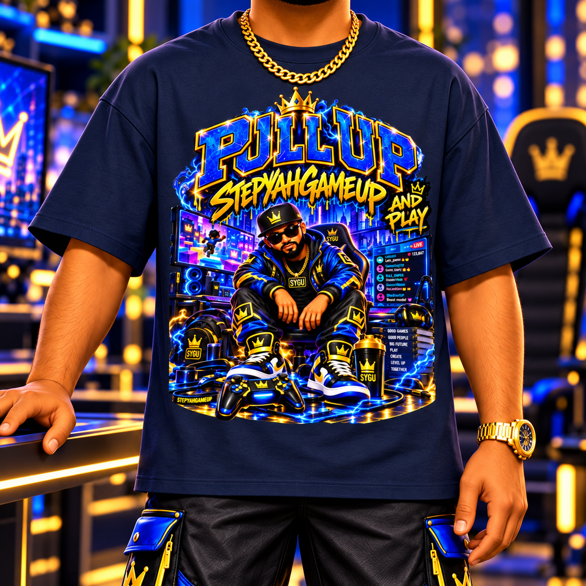 StepYahGameUp™ Pull Up and Play Oversized Graphic T-Shirt - Unisex