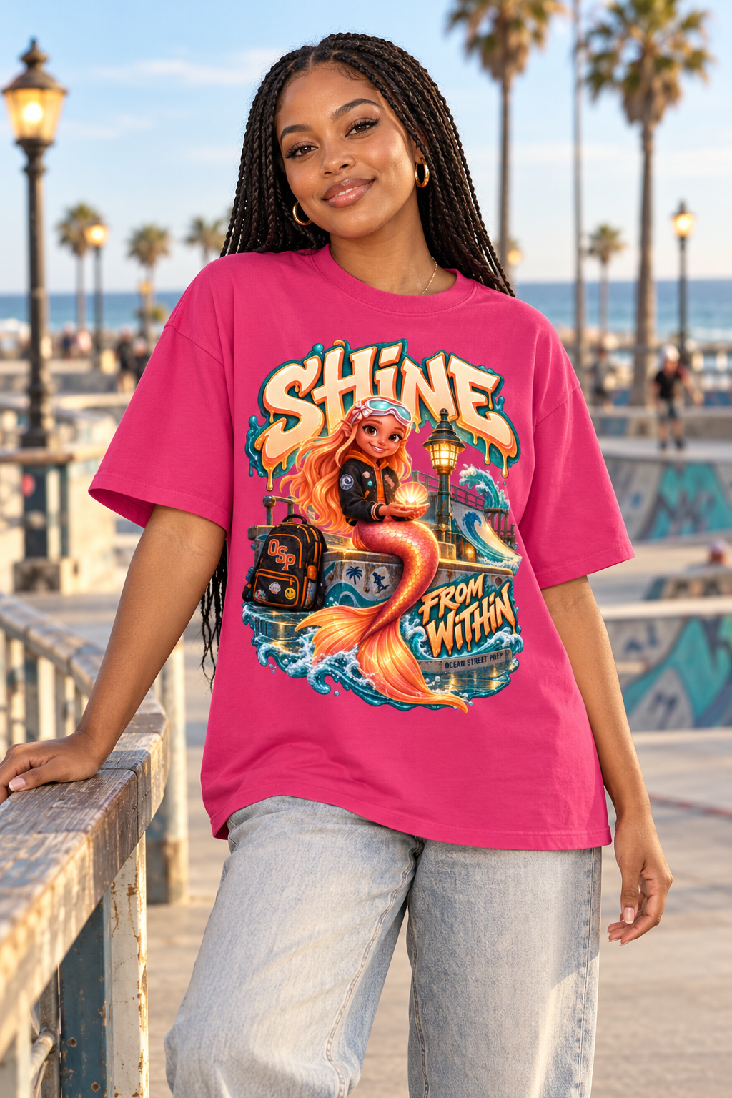 Ocean Street Prep™ Lil Pearl Shine From Within Oversized Graphic T-Shirt - Unisex