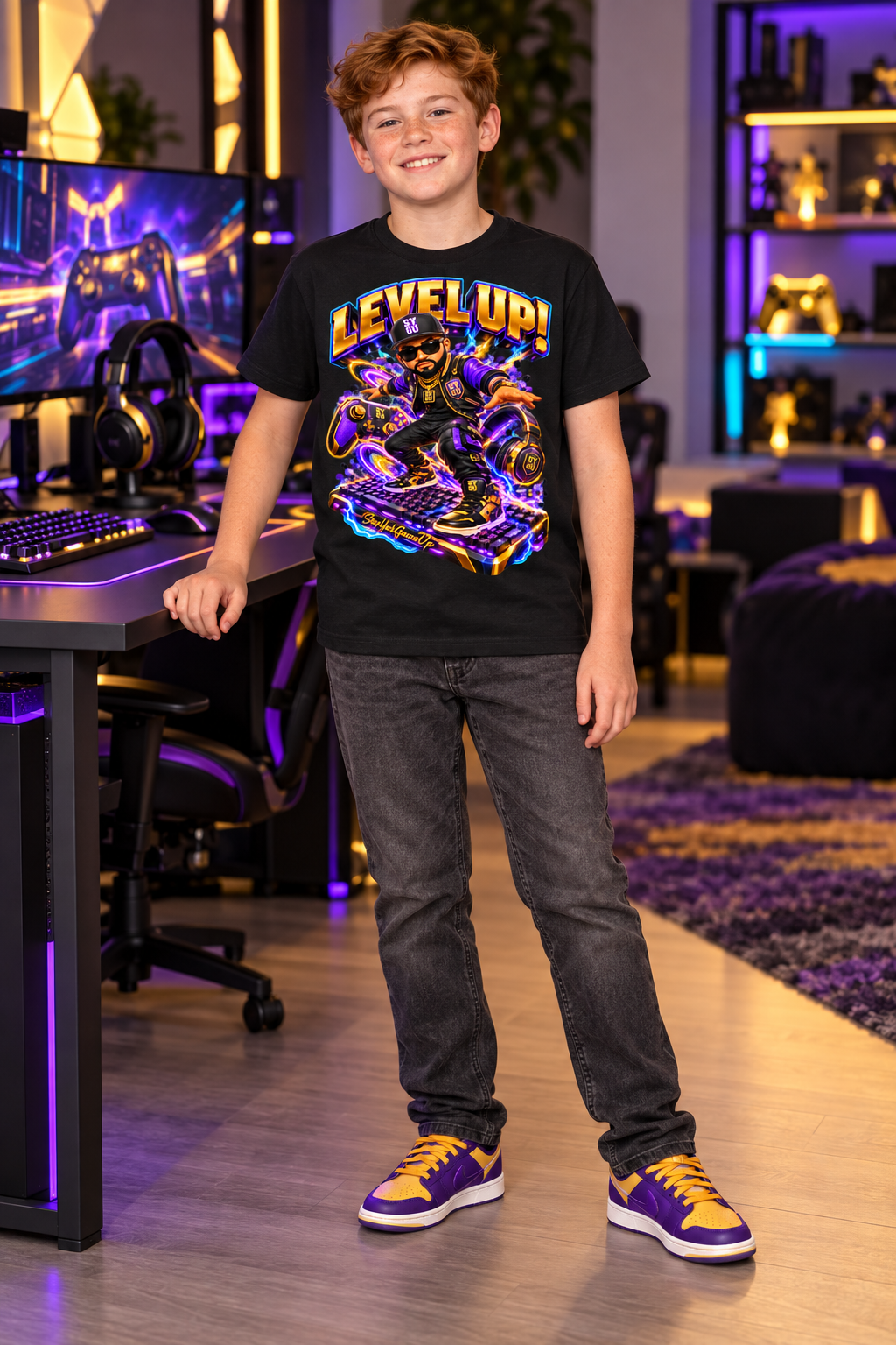 StepYahGameUp Gamer Graphic T-Shirt - Level Up! - Youth Unisex Tee