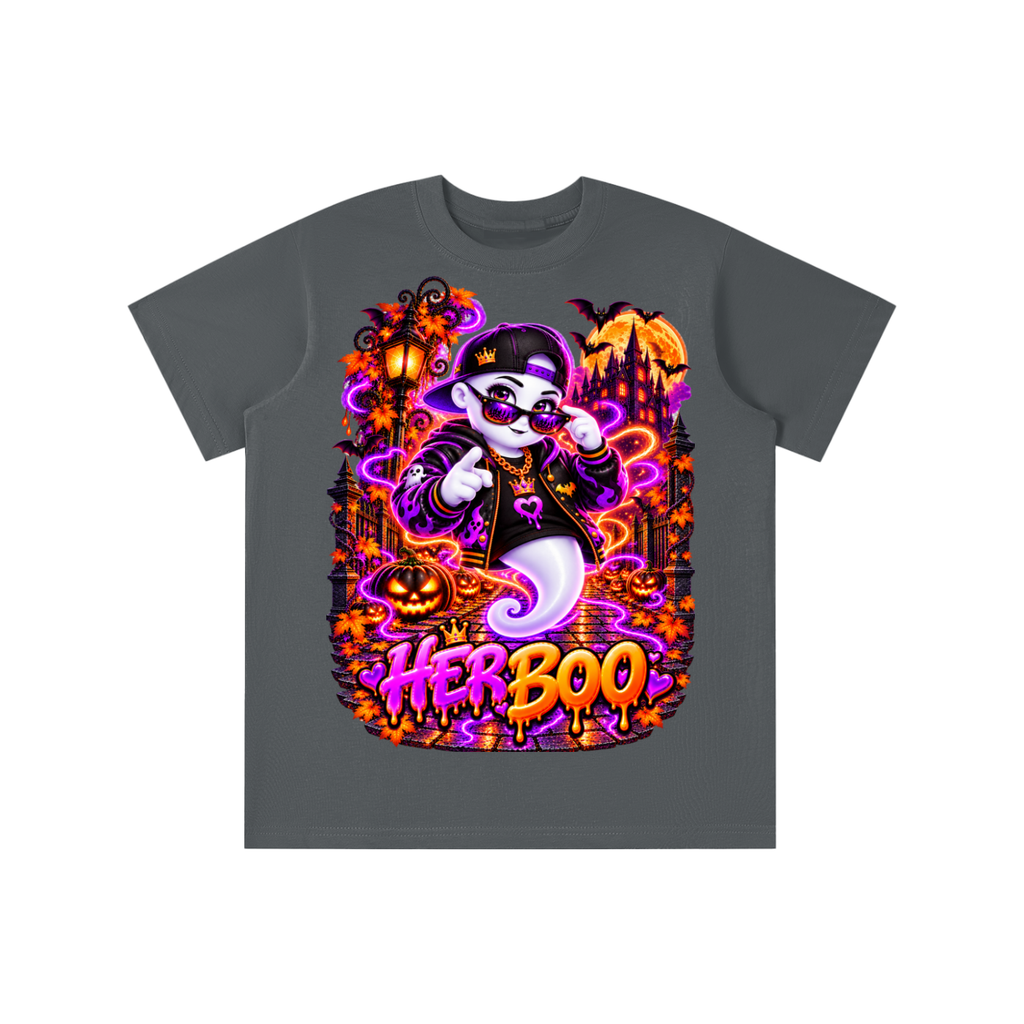 Halloween Her Boo Ghost Graphic T-Shirt - Youth Unisex Tee