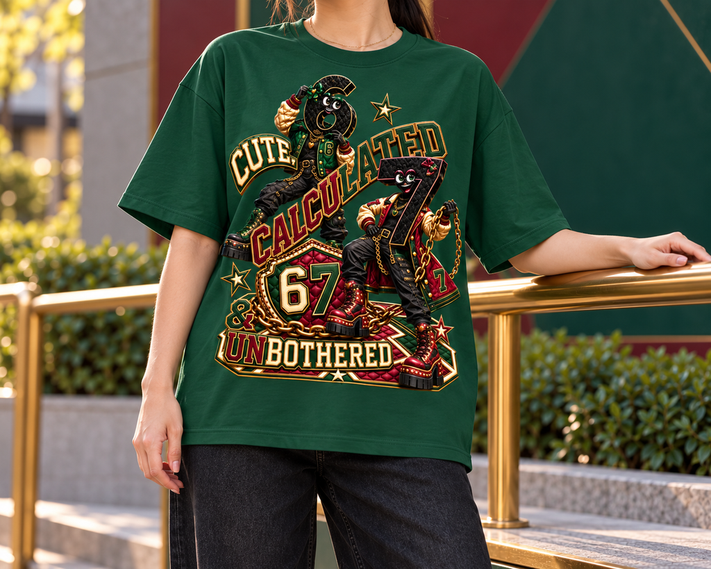 6-7 Street Mode™ Cute, Calculated & Unbothered Oversized Graphic T-Shirt - Unisex