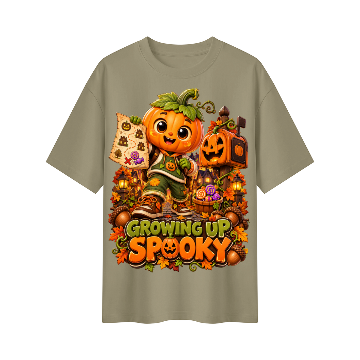 Halloween Pumpkin Kid Oversized Graphic T-Shirt - Growing Up Spooky - Unisex