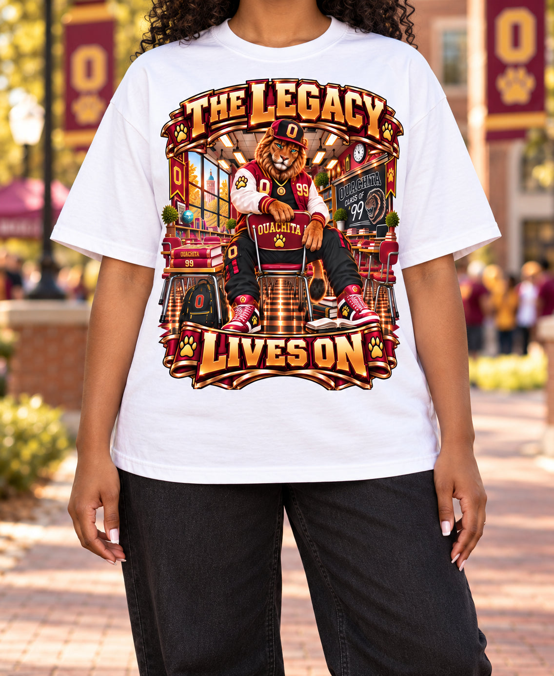 Alumni & Legacy Collection™ Ouachita Lions The Legacy Lives On Oversized Graphic T-Shirt - Unisex