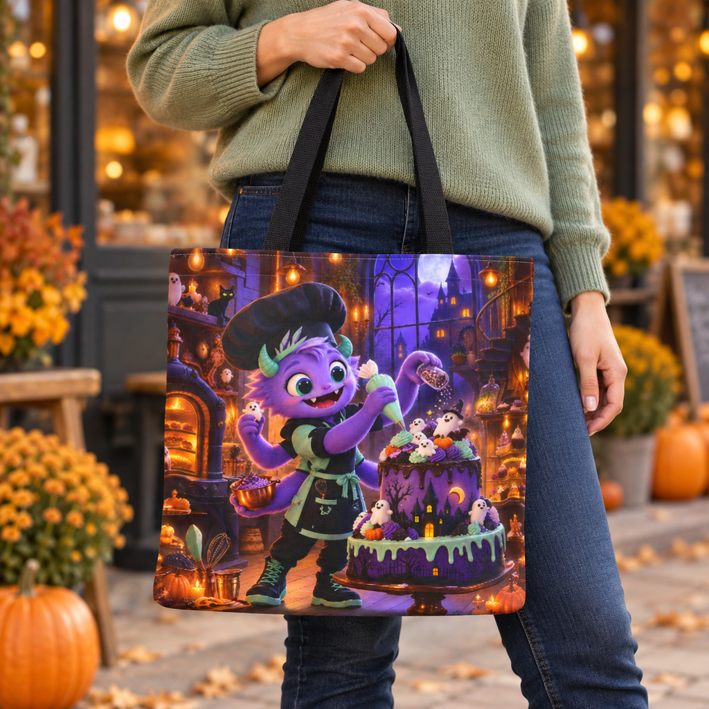 Halloween Trick or Treat Tote Bag - Moonlit Monster Bakery - Kids Candy Bag