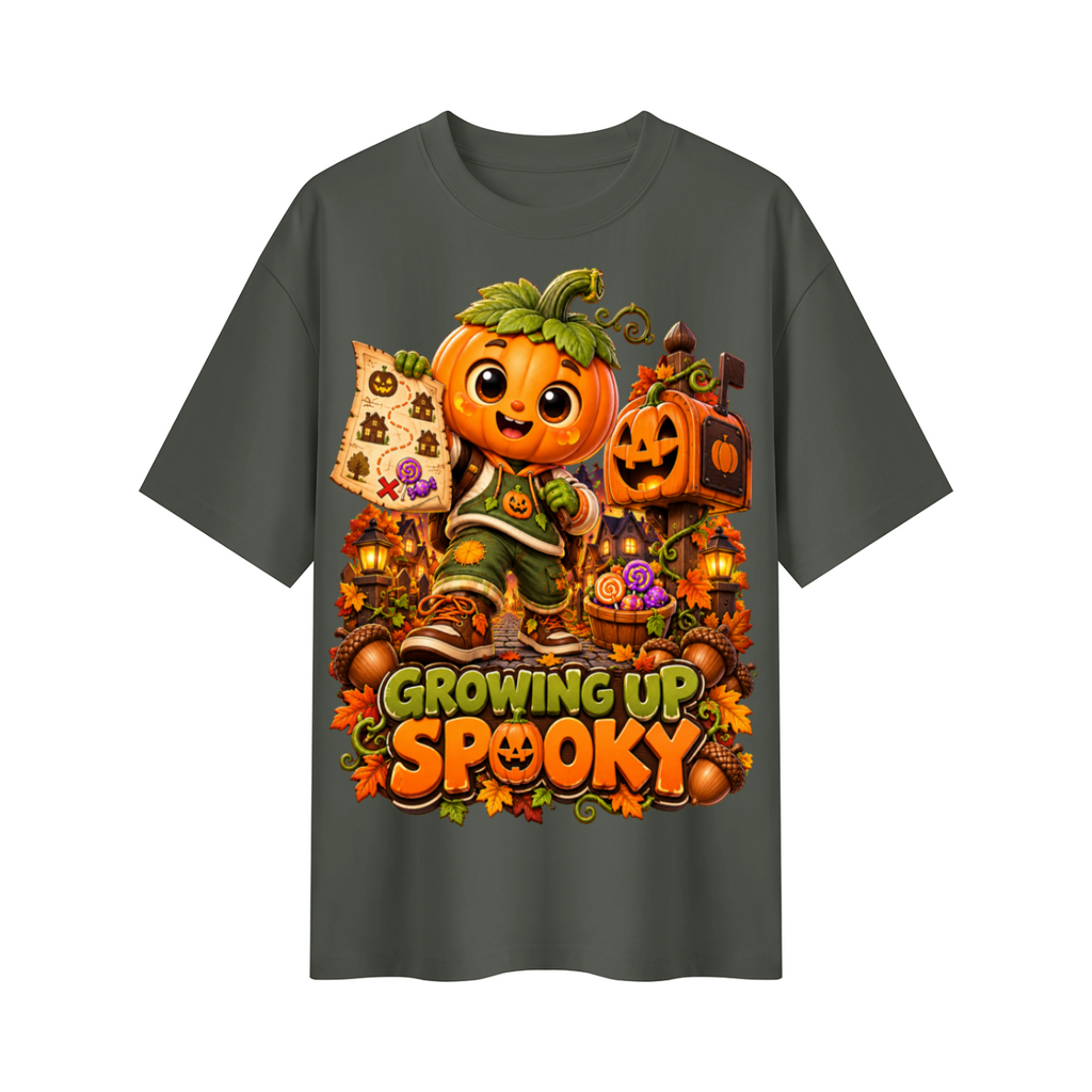 Halloween Pumpkin Kid Oversized Graphic T-Shirt - Growing Up Spooky - Unisex
