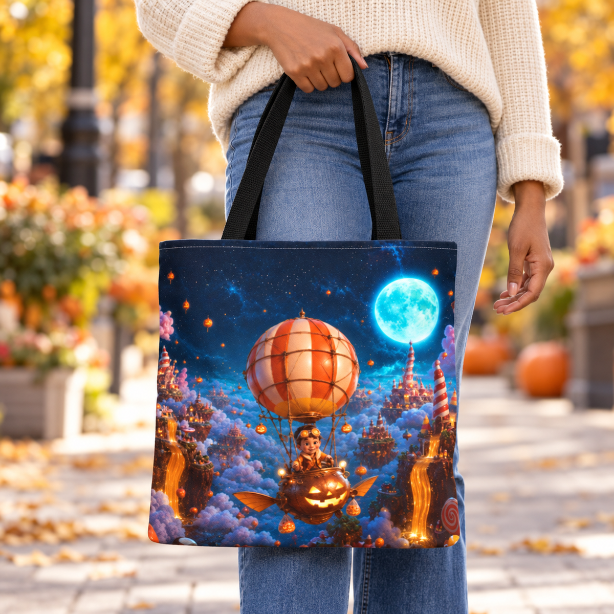 Digital Joy Drops Halloween Candy Corn Tote Bag - Candy Corn Sky Captain