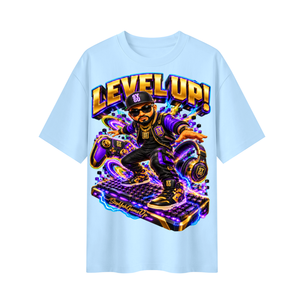 StepYahGameUp Streetwear Gamer Oversized Graphic T-Shirt - Level Up! - Unisex