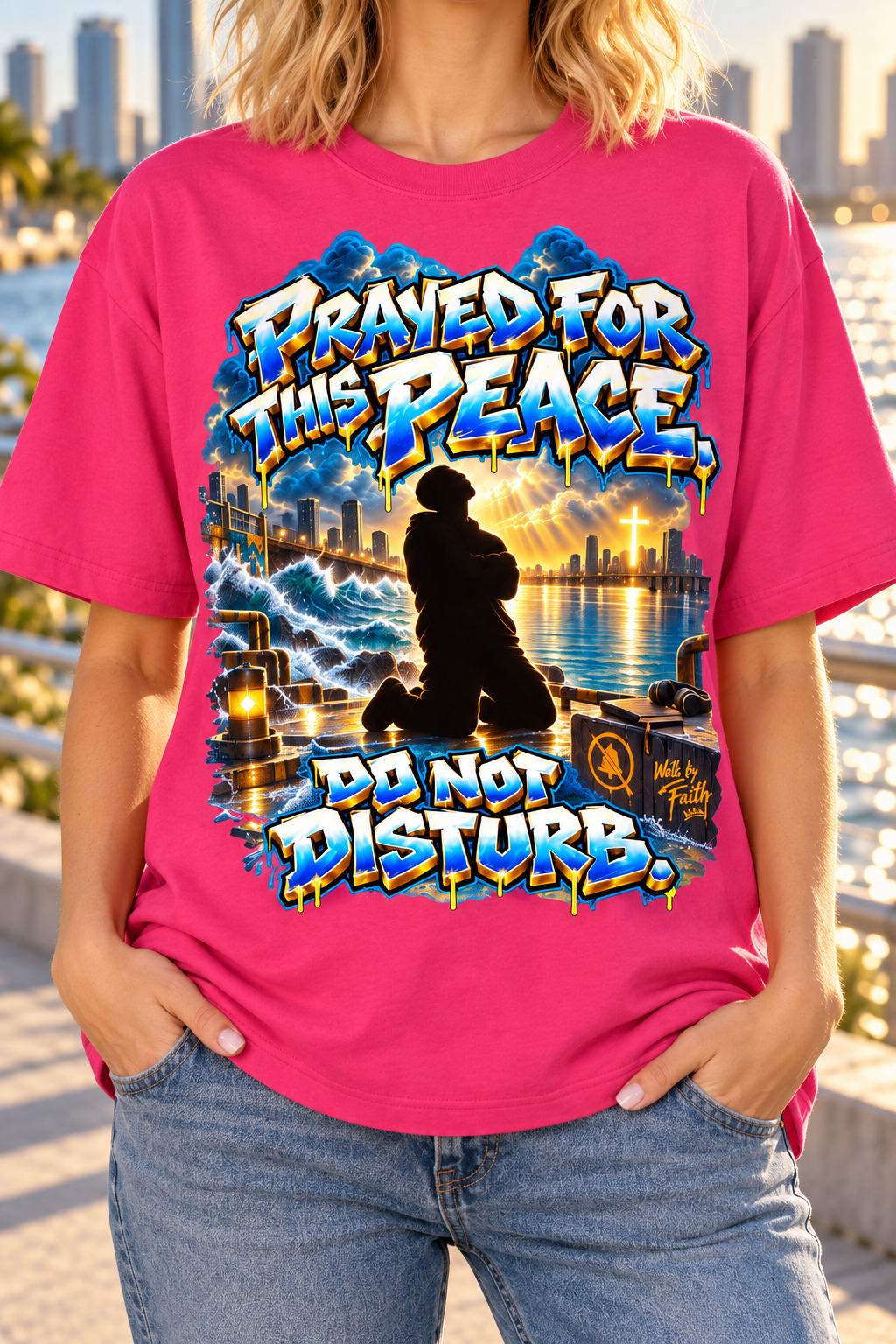 Walk by Faith™ Prayed for This Peace Oversized Graphic T-Shirt - Do Not Disturb - Unisex