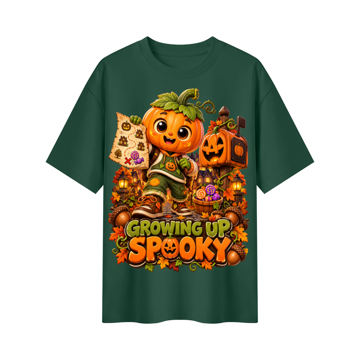 Halloween Pumpkin Kid Oversized Graphic T-Shirt - Growing Up Spooky - Unisex