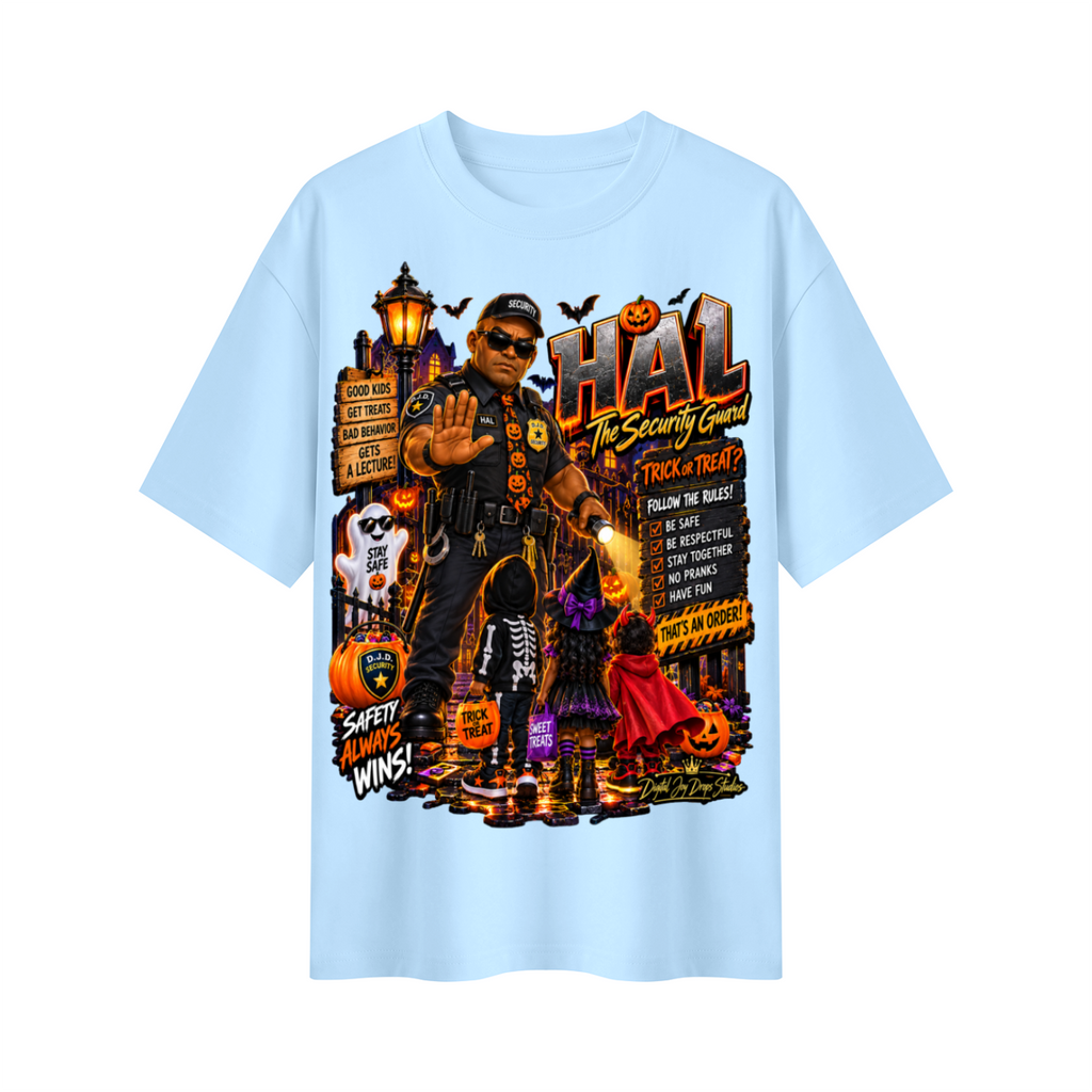 Halloween Security Guard Oversized Graphic T-Shirt - Safety Always Wins - Unisex