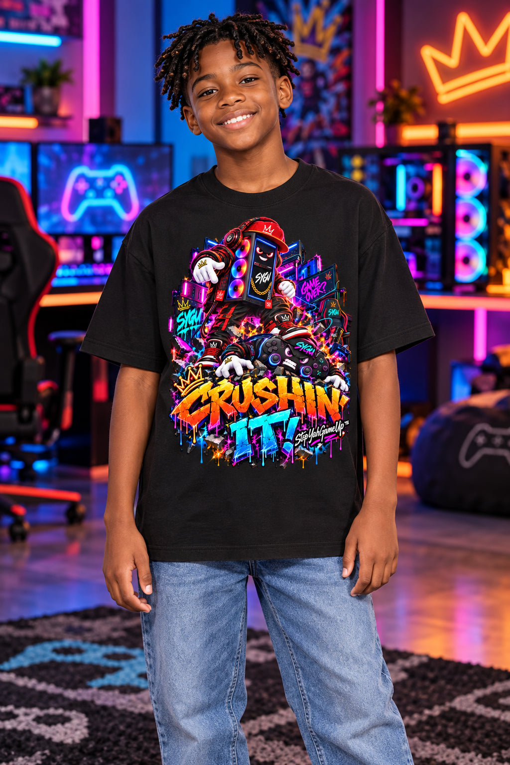 StepYahGameUp™ Crushin’ It! Graphic T-Shirt - Youth Unisex Tee