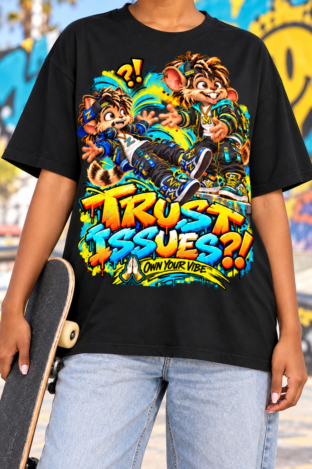 Own Your Vibe™ Trust Issues?! Oversized Graphic T-Shirt - Unisex