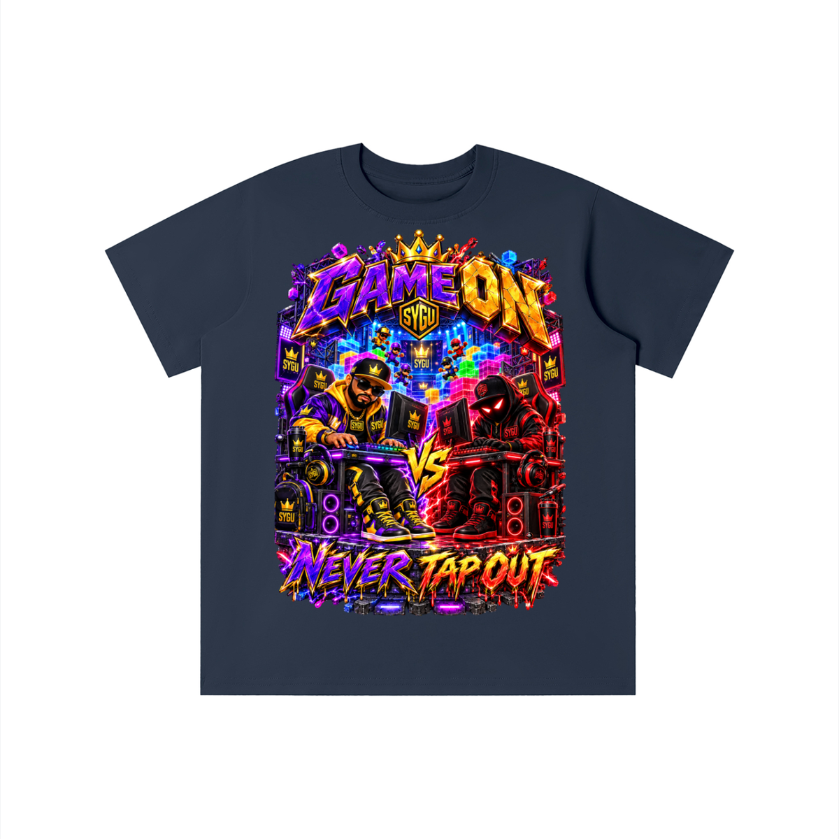 StepYahGameUp™ Game On Never Tap Out Graphic T-Shirt - Youth Unisex Tee