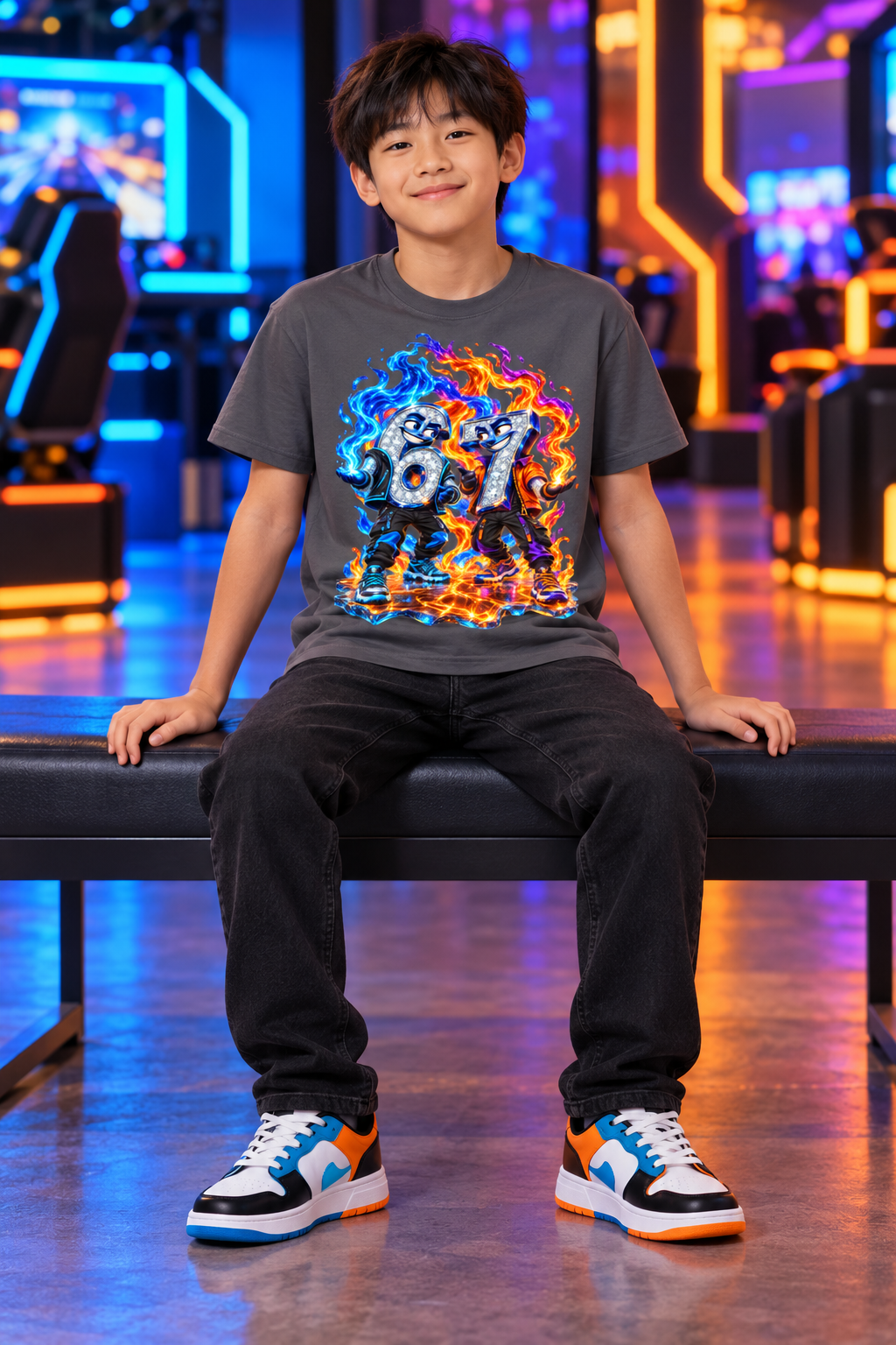 6-7 Street Mode™ Fire & Ice Graphic T-Shirt - Youth Unisex Tee