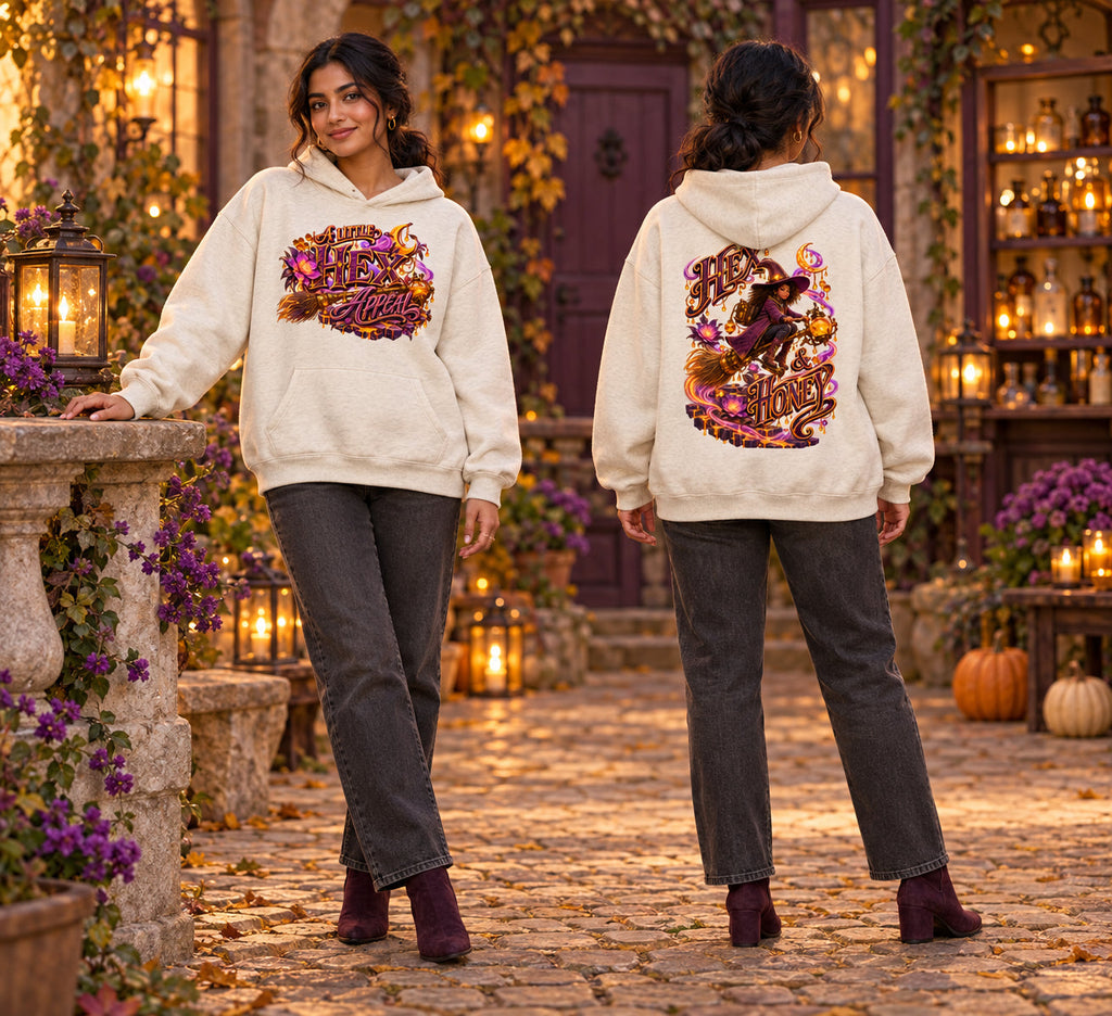 Halloween Hex & Honey Front Back Graphic Hoodie - A Little Hex Appeal - Unisex
