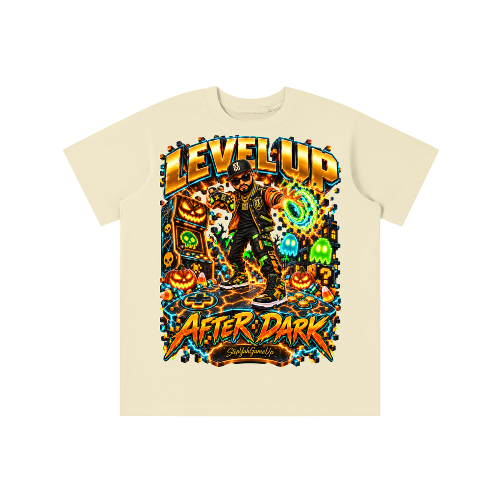 StepYahGameUp Halloween Arcade Gamer Graphic T-Shirt - Level Up After Dark - Youth Unisex Tee