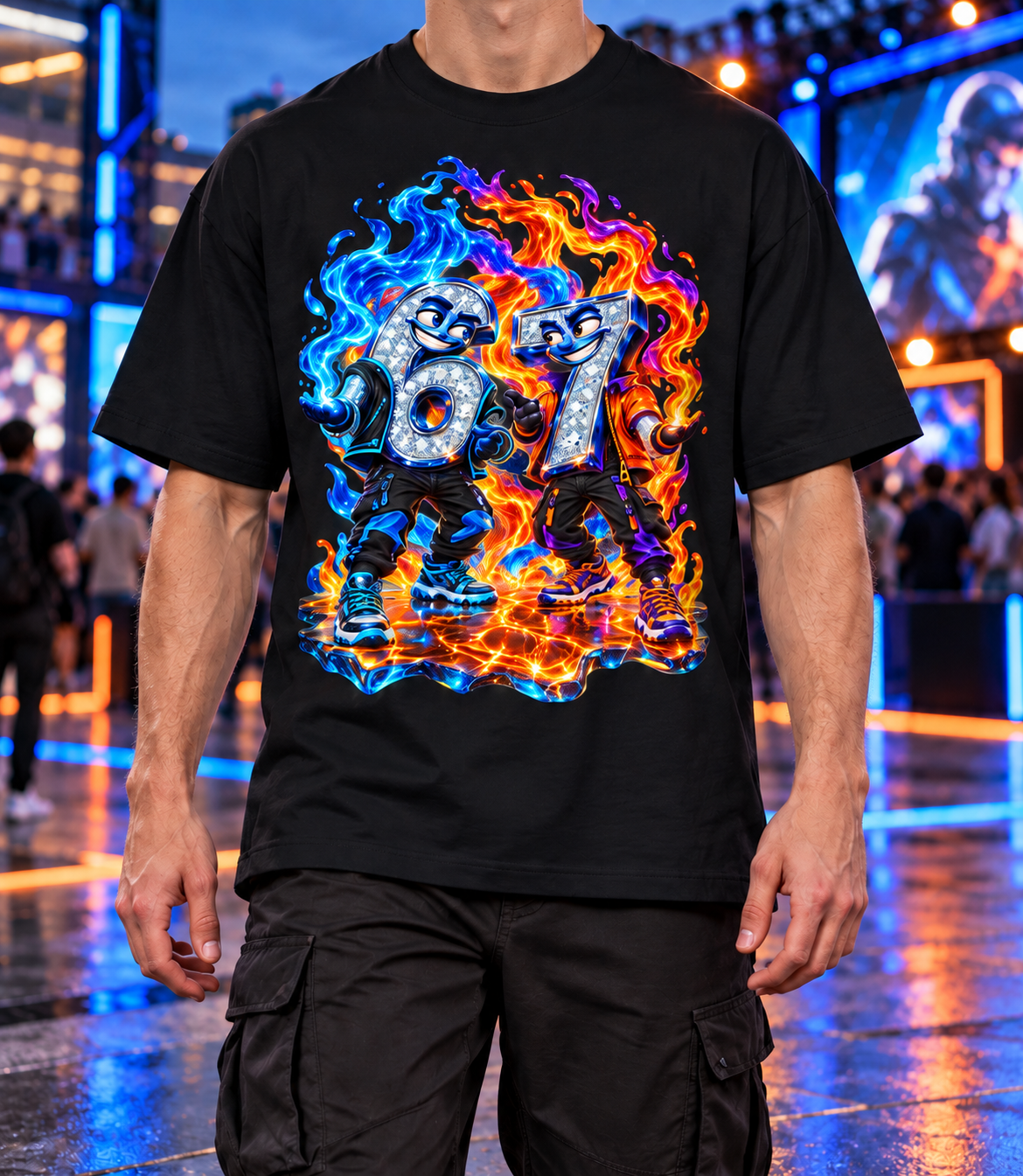 6-7 Street Mode™ Fire & Ice Oversized Graphic T-Shirt - Unisex