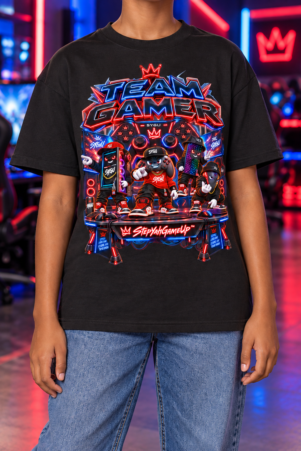 StepYahGameUp™ Team Gamer Graphic T-Shirt - Youth Unisex Tee