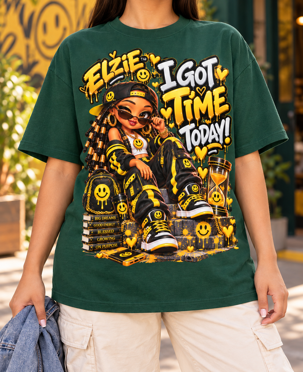 Own Your Vibe™ Elzie™ I Got Time Today! Oversized Graphic T-Shirt - Unisex
