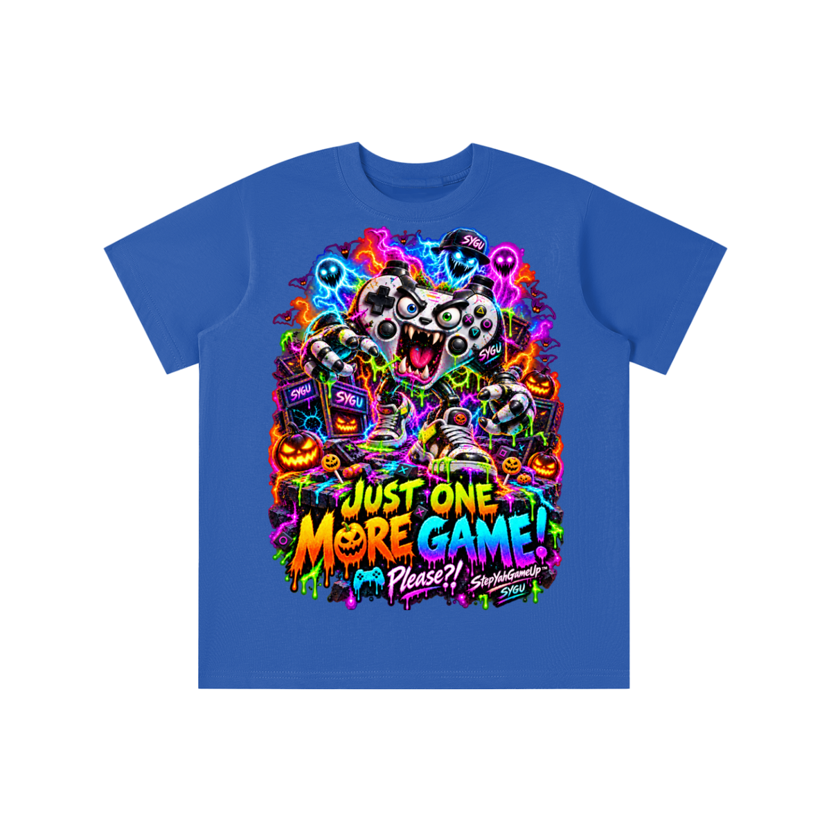 StepYahGameUp™ Halloween Just One More Game Please Graphic T-Shirt - Youth Unisex Tee